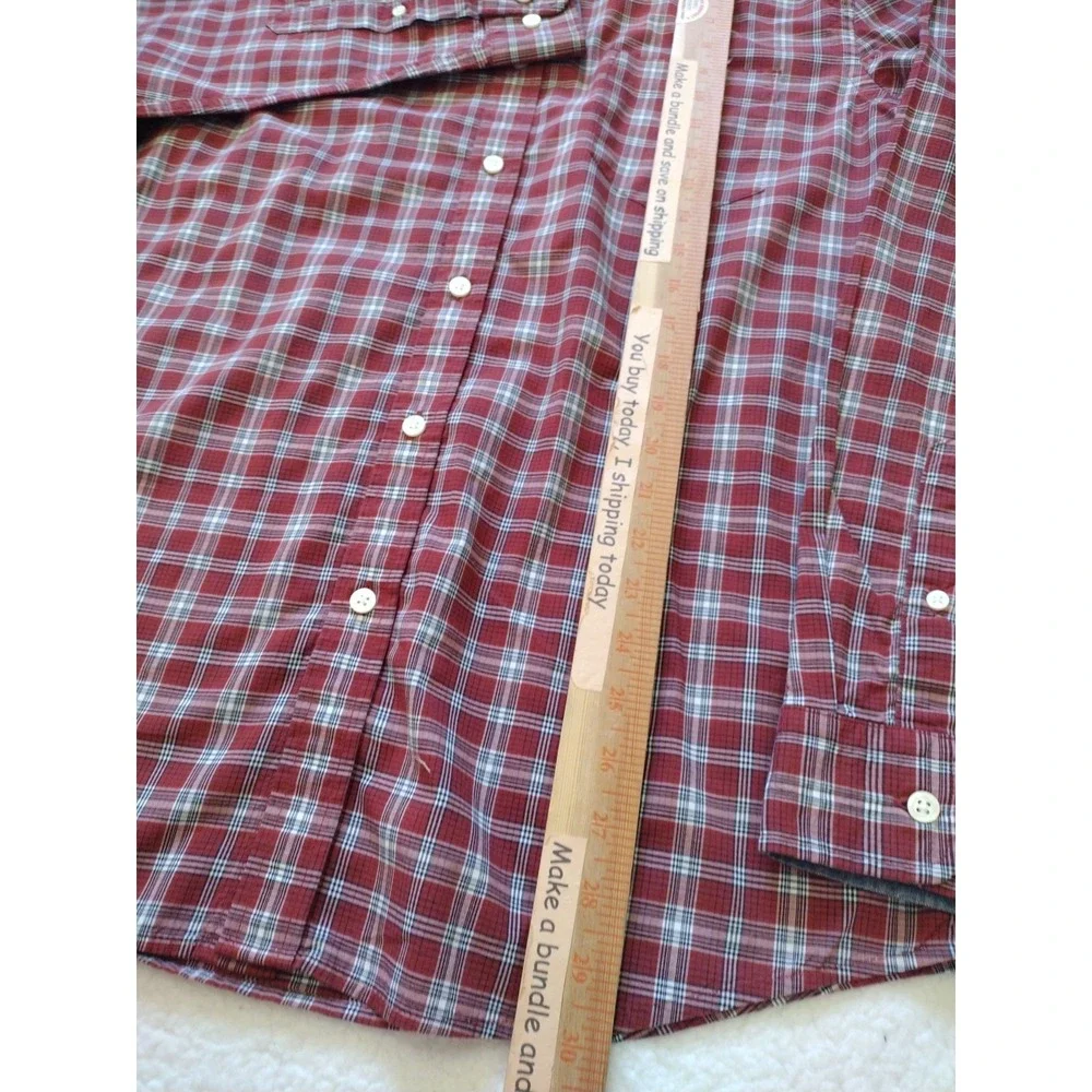 Banana Republic Shirt Mens Large Red Plaid Soft Wash Slim Fit‎ Button Up Preppy